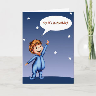 Tarjeta Yay es tu cumpleaños, cumpleaños azul de Toddler