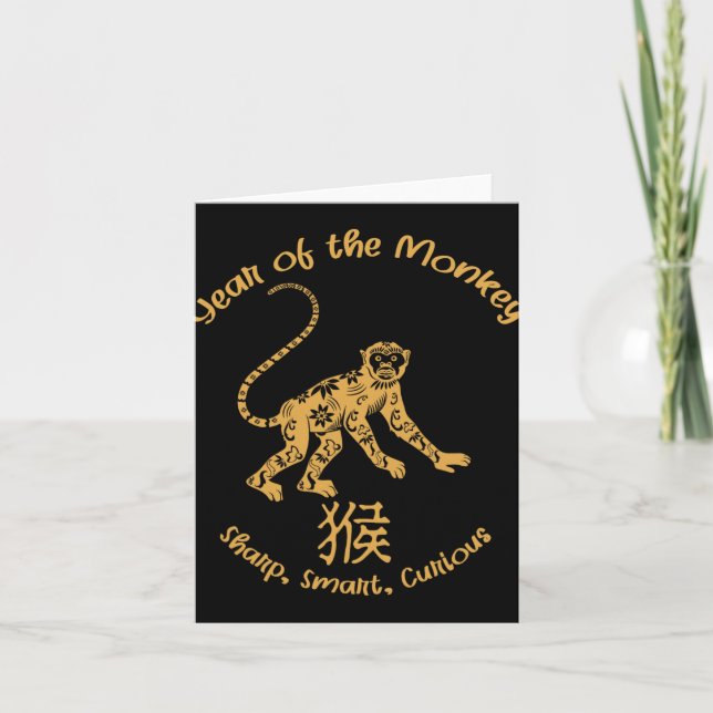 Tarjeta Year Of Monkey Traits Chinese Zodiac Chinese New Y (Anverso)