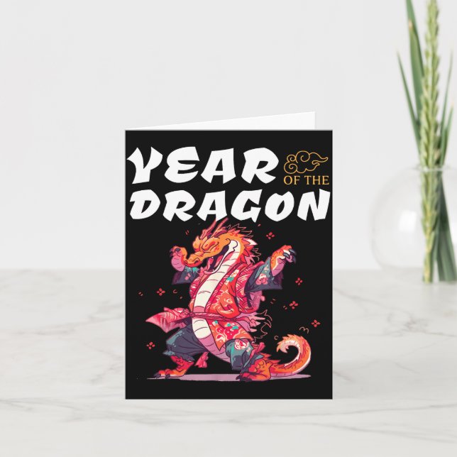 Tarjeta Year Of The Dragon Funny Dragons Chinese Zodiac Si (Anverso)