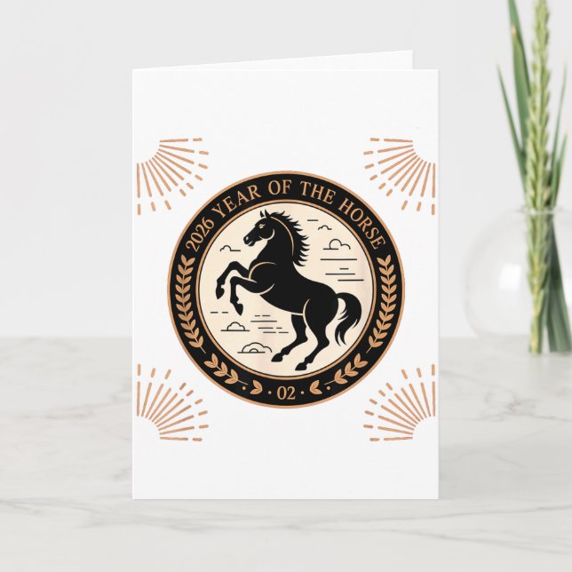 Tarjeta Year Of The Fire Horse 2026 Festive Chinese New Ye (Anverso)