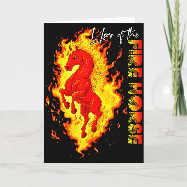 Tarjeta Year Of The Fire Horse Happy Chinese Lunar New Yea (Anverso)