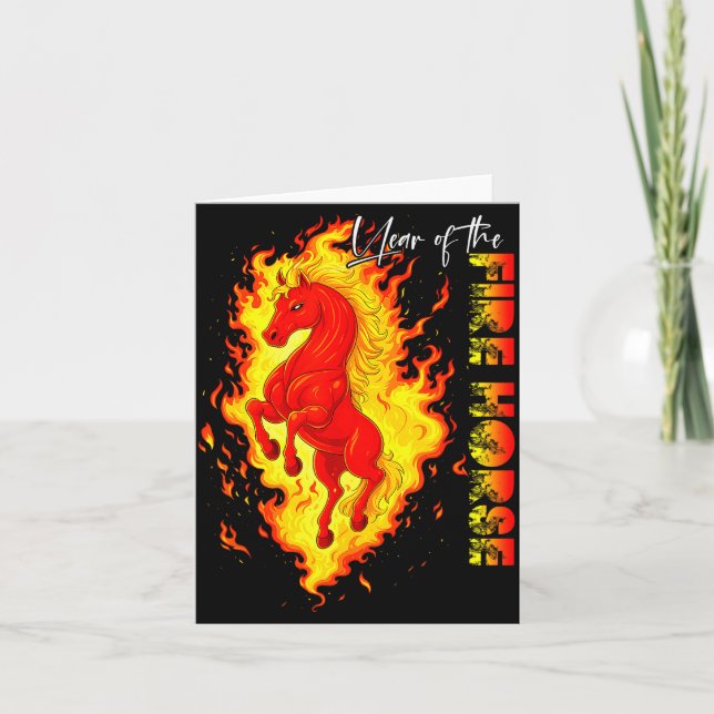 Tarjeta Year Of The Fire Horse Happy Chinese Lunar New Yea (Anverso)