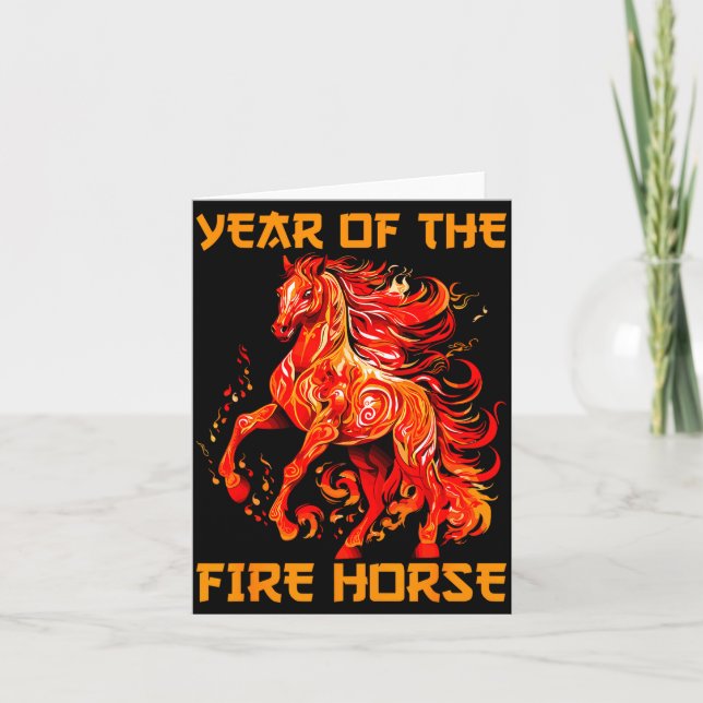 Tarjeta Year Of The Fire Horse Happy Chinese Lunar New Yea (Anverso)