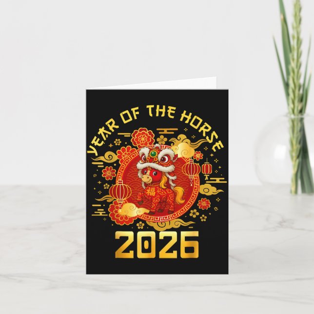 Tarjeta Year Of The Horse 2026 Family Matching Mens Womens (Anverso)