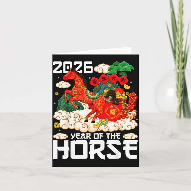 Tarjeta Year Of The Horse 2026 Happy Chinese Lunar New Yea (Anverso)