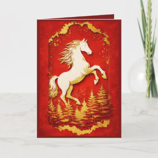Tarjeta Year of the Horse 2026 Red & Gold Greeting Card