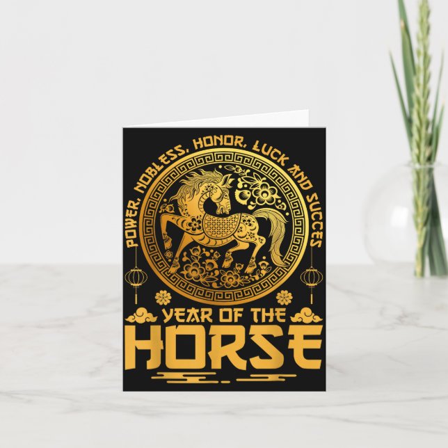 Tarjeta Year Of The Horse Zodiac Happy Chinese Lunar New Y (Anverso)