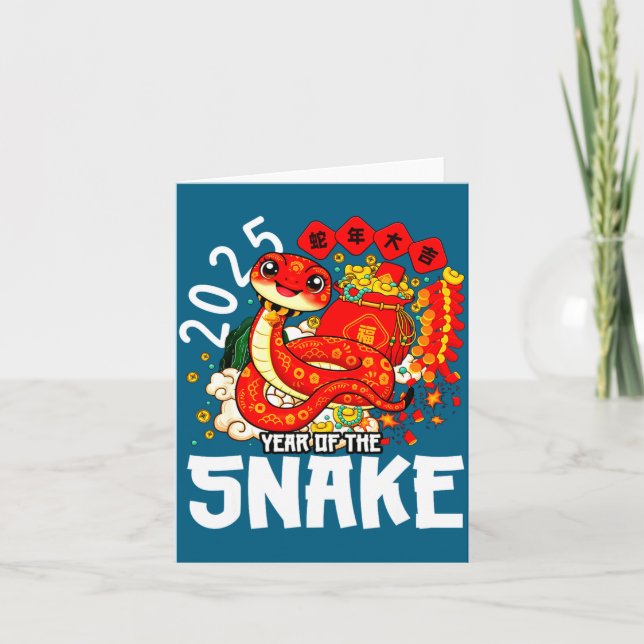 Tarjeta Year Of The Snake 2025 Chinese New Year 2025 Red S (Anverso)