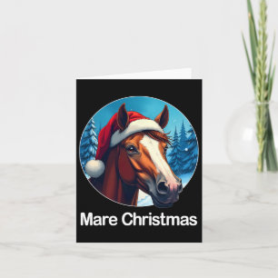 Tarjeta Yegua divertida de Navidad, amante de montar a cab