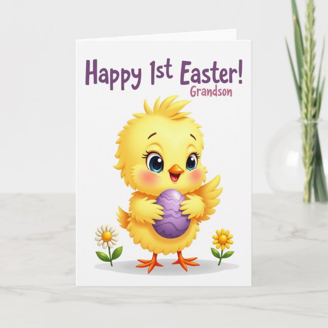 Tarjeta Yellow Bird Easter Grandson Card (Anverso)