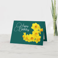 Yellow Daffodils Cyan Background Birday