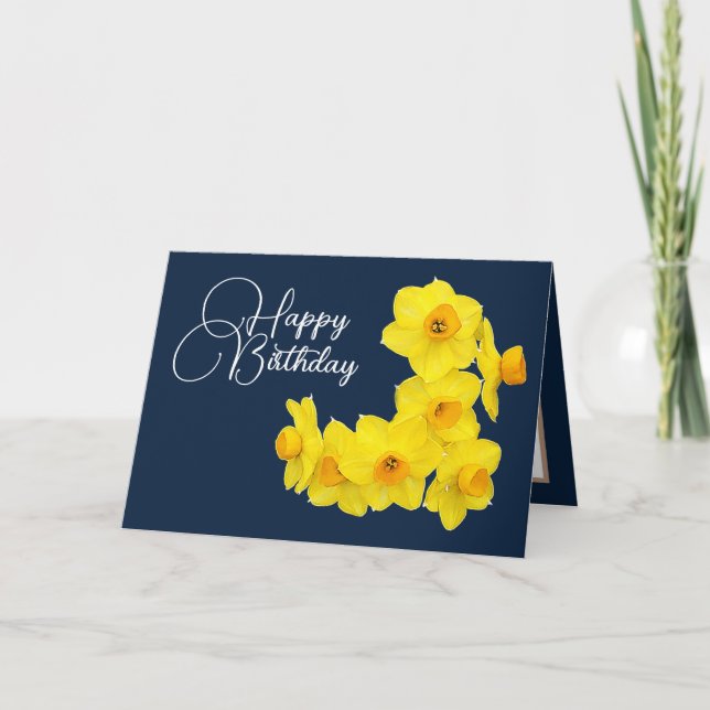 Tarjeta Yellow Daffodils Nave Background Birthday (Anverso)