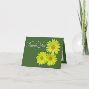 Tarjeta Yellow Daisies Green Background Gracias