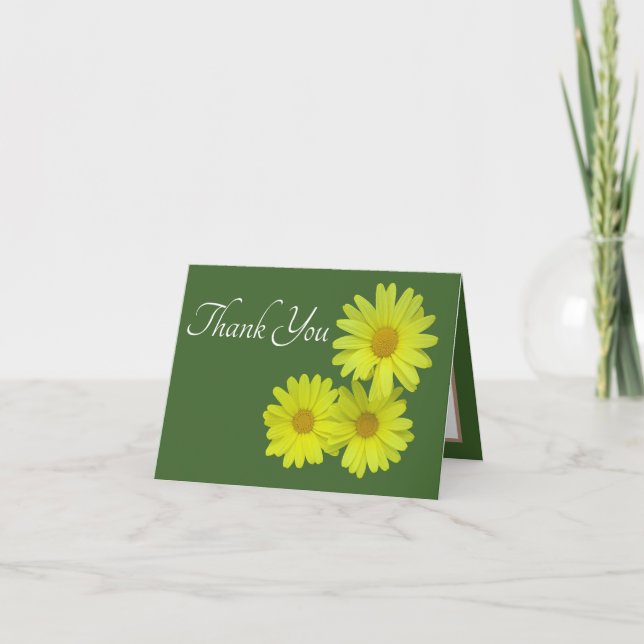Tarjeta Yellow Daisies Green Background Gracias (Anverso)
