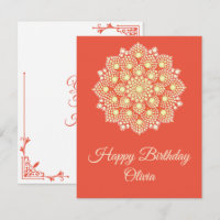 Yellow Dot Mandala Happy Birday Card