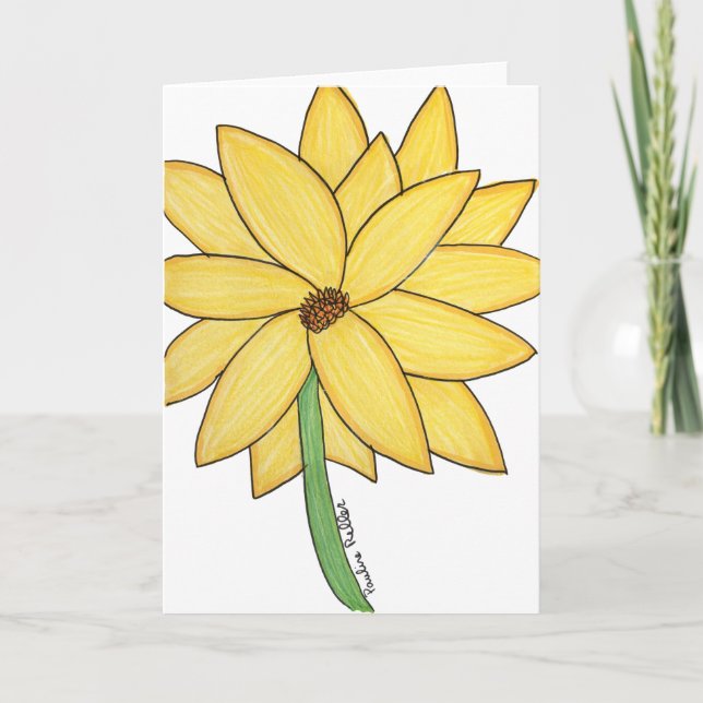 Tarjeta Yellow Flower- Blank Folded Greeting Card (Anverso)