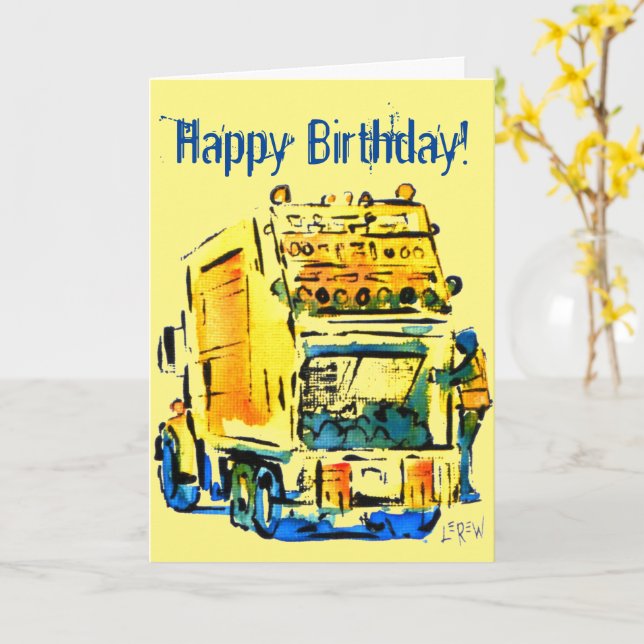 Tarjeta Yellow Garbage Truck (flor amarilla)