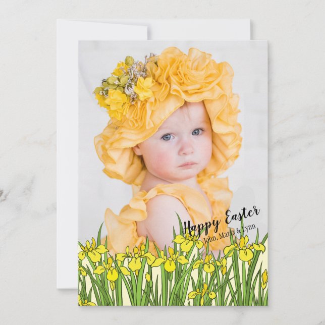 Tarjeta Yellow Iris Photo Easter (Anverso)