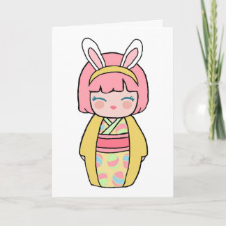 Tarjeta Yellow Kokeshi Easter