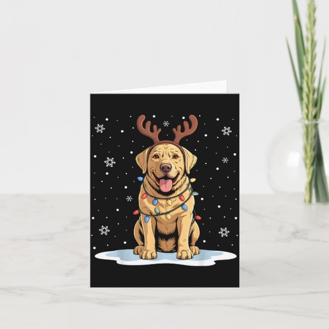 Tarjeta Yellow Lab Labrador Christmas Reindeer Dog Lover X (Anverso)
