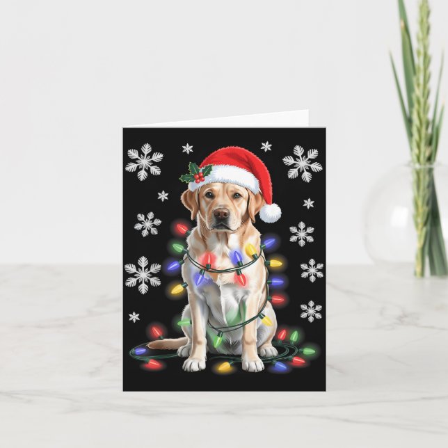 Tarjeta Yellow Labrador Retriever Christmas Tree Light Paj (Anverso)