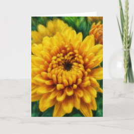 Tarjeta Yellow Mum Flower Floral Art Blank Card