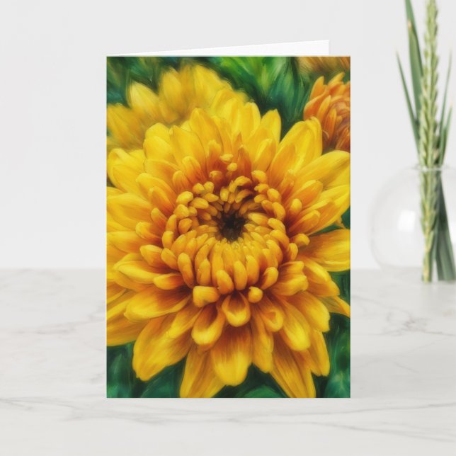 Tarjeta Yellow Mum Flower Floral Art Blank Card (Anverso)