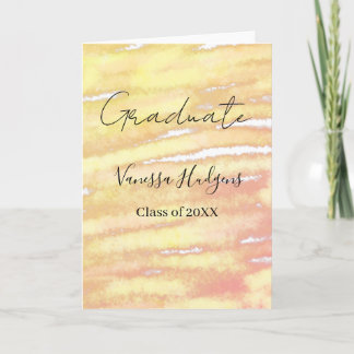 Tarjeta Yellow orange watercolor graduation add name year 
