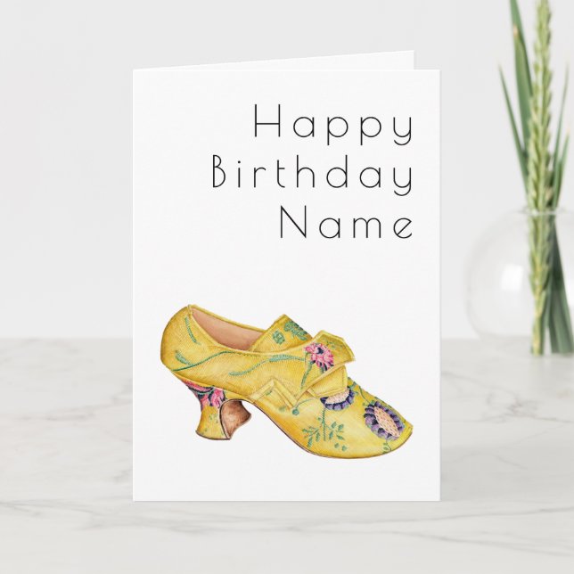 Tarjeta Yellow Shoe Art Deco Birthday Card (Anverso)