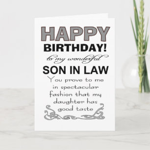 Tarjeta yerno demuestra buen gusto cumpleaños