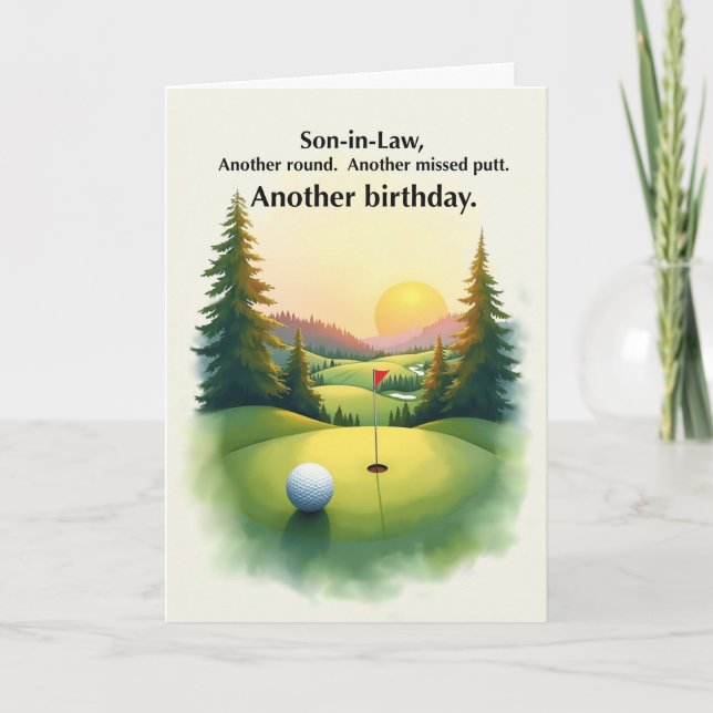 Tarjeta Yerno divertido cumpleaños golf chiste Putt fallad (Anverso)