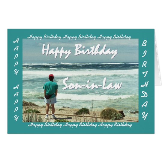 Tarjeta YERNO - feliz cumpleaños - hombre y olas oceánicas
