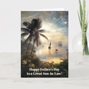 Tarjeta Yerno Feliz Día del Padre Con Velero Océano