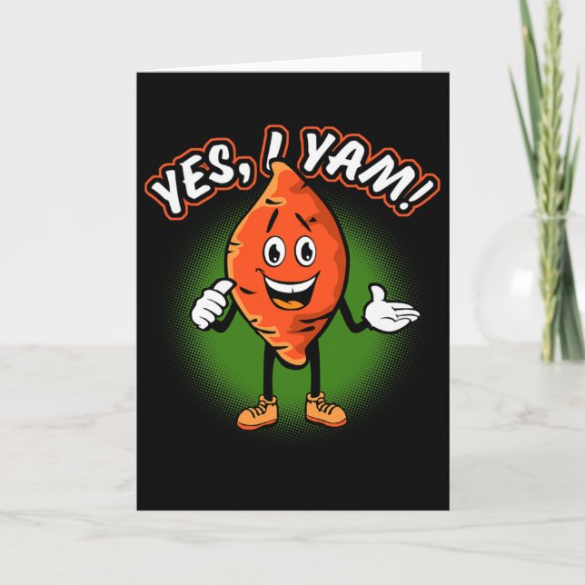 Tarjeta Yes I Yam Funny Sweet Potato Pun Thanksgiving Humo (Anverso)