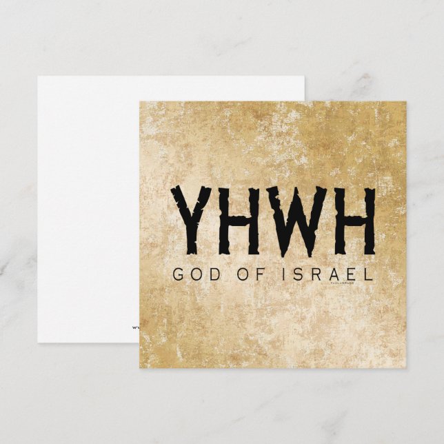 Tarjeta YHWH (Yahweh, Jehová) Dios Israel Tetragrammaton (Anverso / Reverso)