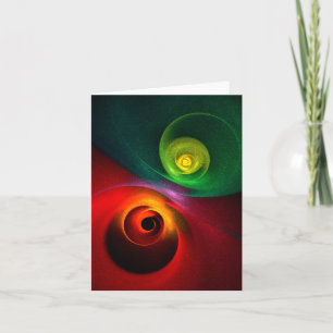 Tarjeta Yin Verde Rojo Yang Patrón de arte abstracto moder