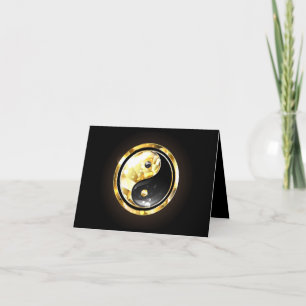 Tarjeta Yin Yang dorado en negro