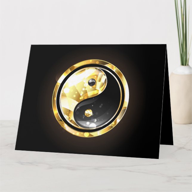 Tarjeta Yin Yang dorado en negro (Anverso)