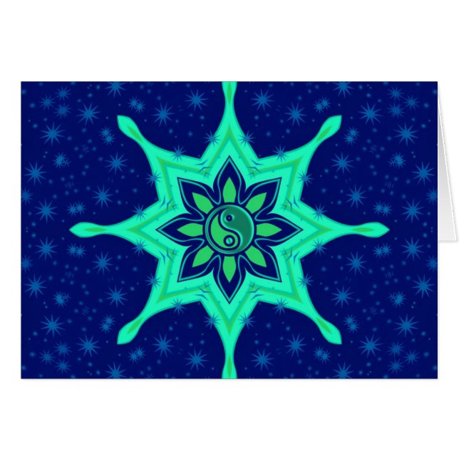 Tarjeta Yin Yang Flower Stars (Anverso (Horizontal))