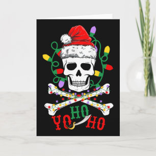 Tarjeta Yo S Ho Crucero de barco pirata Navidad cráneo hue