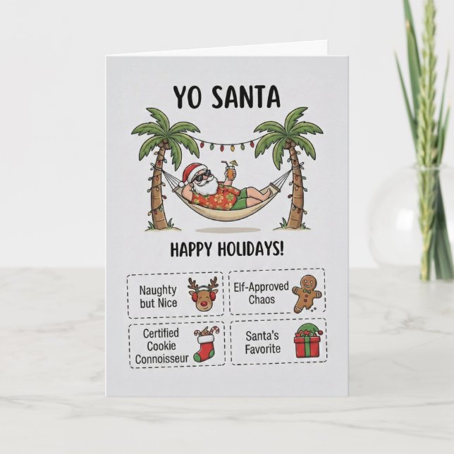 Tarjeta Yo Santa Funny Summer Christmas Tropical Holiday (Anverso)