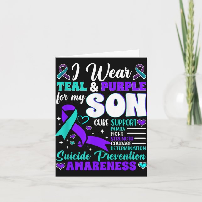 Tarjeta Yo Trato Verde azulado Y Púrpura Para Mi Hijo Suic (Anverso)