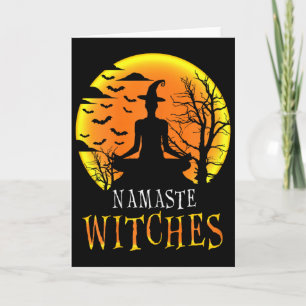 Tarjeta Yoga Divertido Namaste Brujas Halloween Chicas Muj