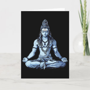 Tarjeta Yoga inspirado en Shiva Mahadev postura sentada pa