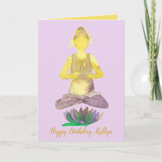 Tarjeta Yoga Lotus Pose Happy Birday (Anverso)