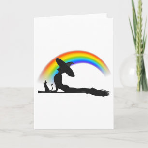 Tarjeta Yoga Orgullo Bruja Hippie Arcoíris Halloween LGBT 