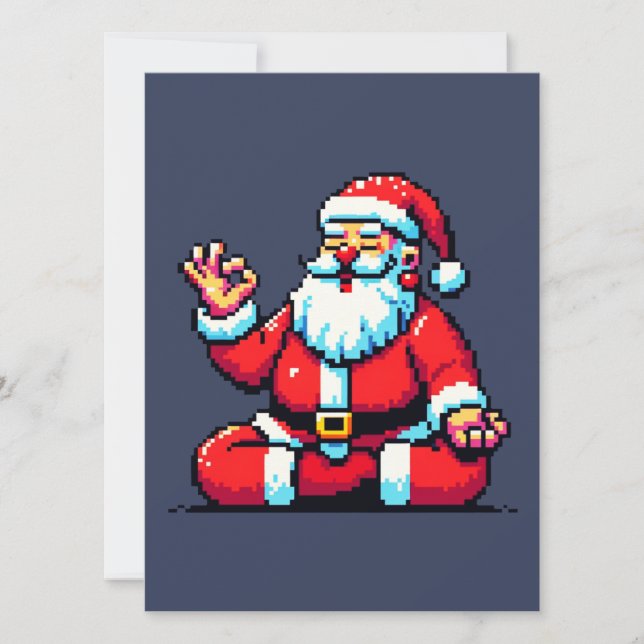 Tarjeta Yoga Santa 8bit Festividad Fitness Humorístico Pix (Anverso)