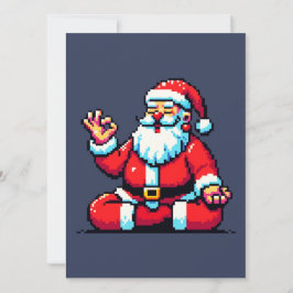 Tarjeta Yoga Santa 8bit Festividad Fitness Humorístico Pix