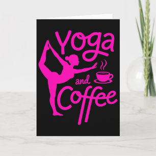 Tarjeta Yoga y café Ejercicio de relajación matutina consc