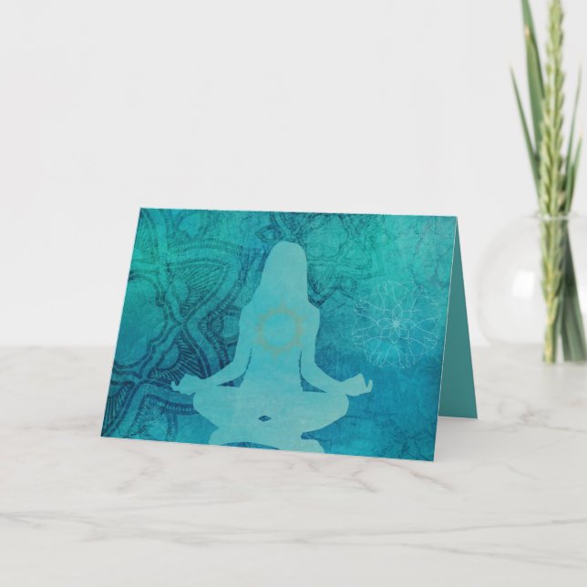 Tarjeta Yoga y Zen Meditation Blue Silhouette (Anverso)